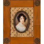 European School of the 19th century
Feminine figure
Miniature on ivory
Ebony frame
Signed

13,3x11,5