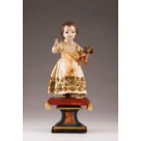 Child Jesus
Carved, polychrome and gilt sculpture
Silver embroidered silk clothes
Silver crown