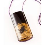 A Japanese Lacquer Inro
Gold decoration with carps and waves
Five compartments with erotic