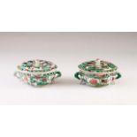 Two porringers with covers
Chinese export porcelain
Polychrome Famille Verte decoration with flowers