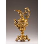 An ewer
Gilt metal sculpture
Decorated with scrolls, shell motifs and winged figures
Europe, 19th/