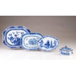 A small octagonal tureen with cover
Chinese export porcelain
Blue decoration with garden views