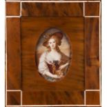 European School of the 19th century
Lady's portrait
Miniature on ivory
Ebony frame with ivory inlaid