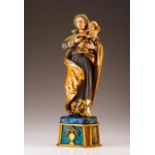 Saint Anne teaching Our Lady how to read
Carved, polychrome and gilt wood sculpture, with base
(