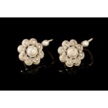 A pair of diamond earrings
Set in silver and gold with rose cut and four single cut diamonds