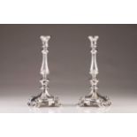 A pair of late 19th, early 20th century Austrian silver candlesticks
On four lion feet, octagonal