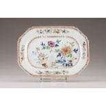 An octagonal dish
Chinese export porcelain
Polychrome and gilt decoration with flowers
Qianlong