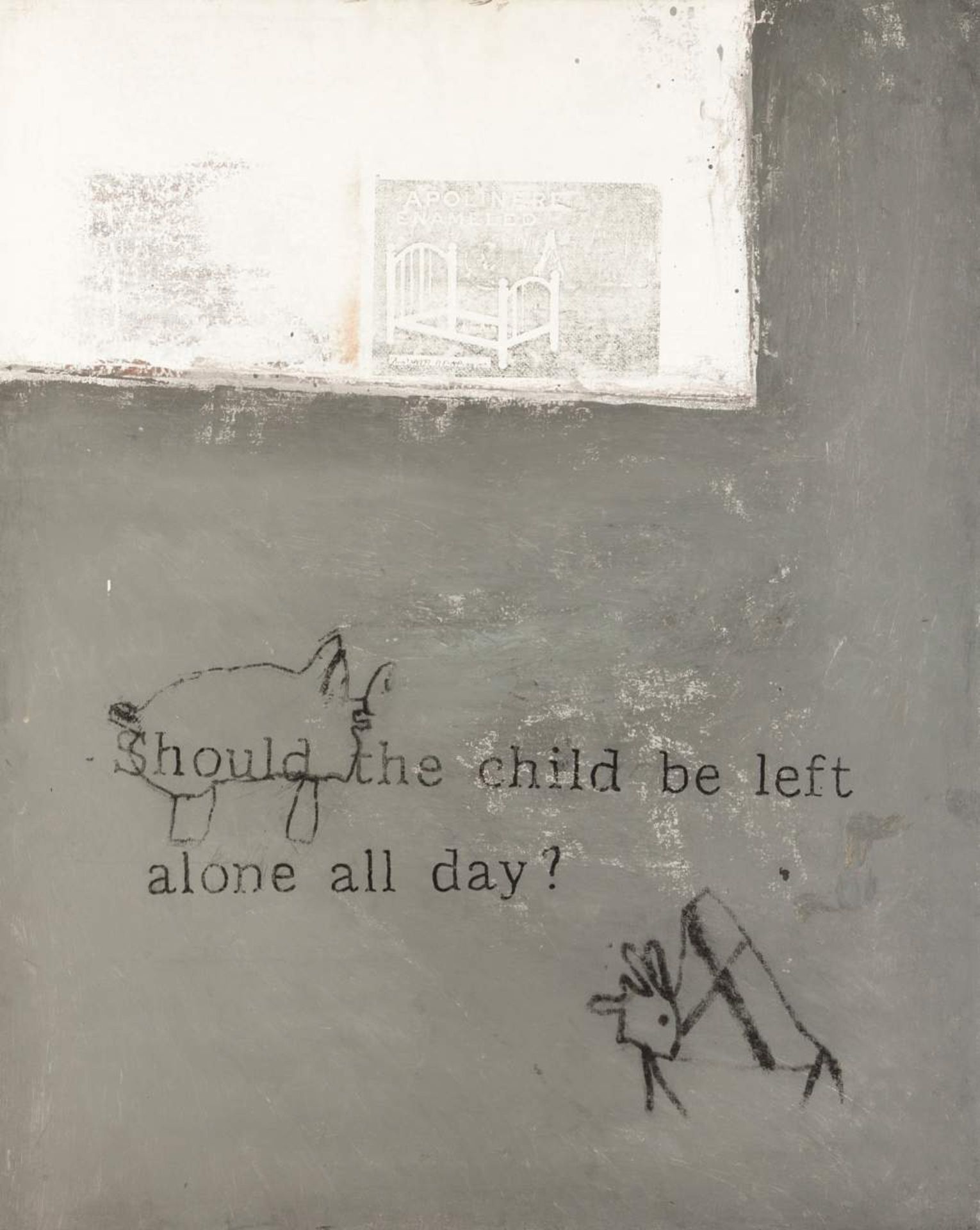 João Louro (b.1963)
"Should the child be left alone all day"
Acrylic on canvas
Signed and dated 1990