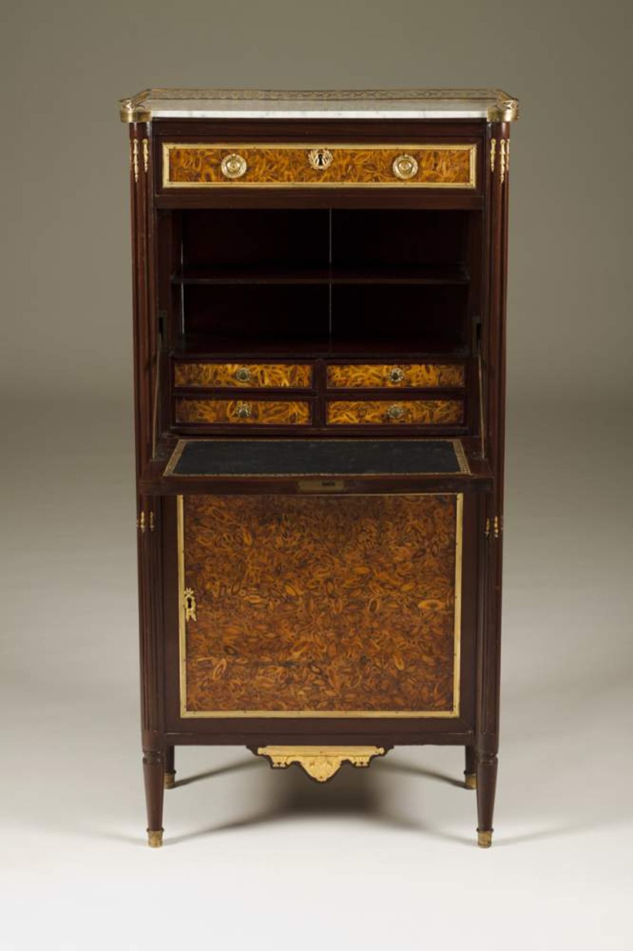 A Louis XVI ormolu-mounted thuja-burr secretaire à abattant, c. 1785   Interior with two drawers and - Image 2 of 2