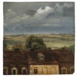 Dresden, um 1830 ()  BLICK AUS DEM FENSTER.   Öl auf Pappe.  13 x 12,8 cm ( 5 ? x 5 in.).