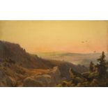 Johann Wilhelm  Schirmer (Jülich 1807 – 1863 Karlsruhe)  GEBIRGSLANDSCHAFT IM ABENDLICHT. 1834  Öl