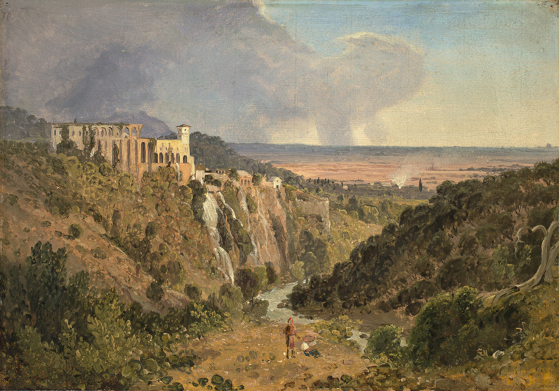 William Linton (Liverpool 1791 – 1876 London)BLICK AUF TIVOLI. Öl auf Bütten auf Holz.  24 x 34,4 cm