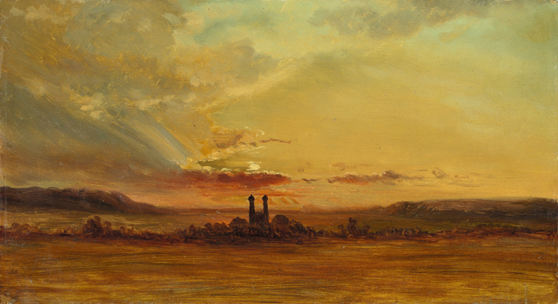 Carl Robert Kummer (1810 – Dresden – 1889)„DAS KLOSTER METTEN BEI UNTERGEHENDER SONNE“. 1859Öl auf