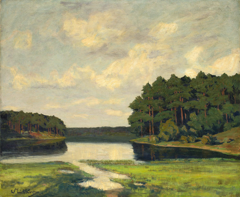 Walter Leistikow (Bromberg 1865 – 1908 Berlin)MÄRKISCHER SEE. Öl auf Leinwand.  63 x 76 cm ( 24 ¾