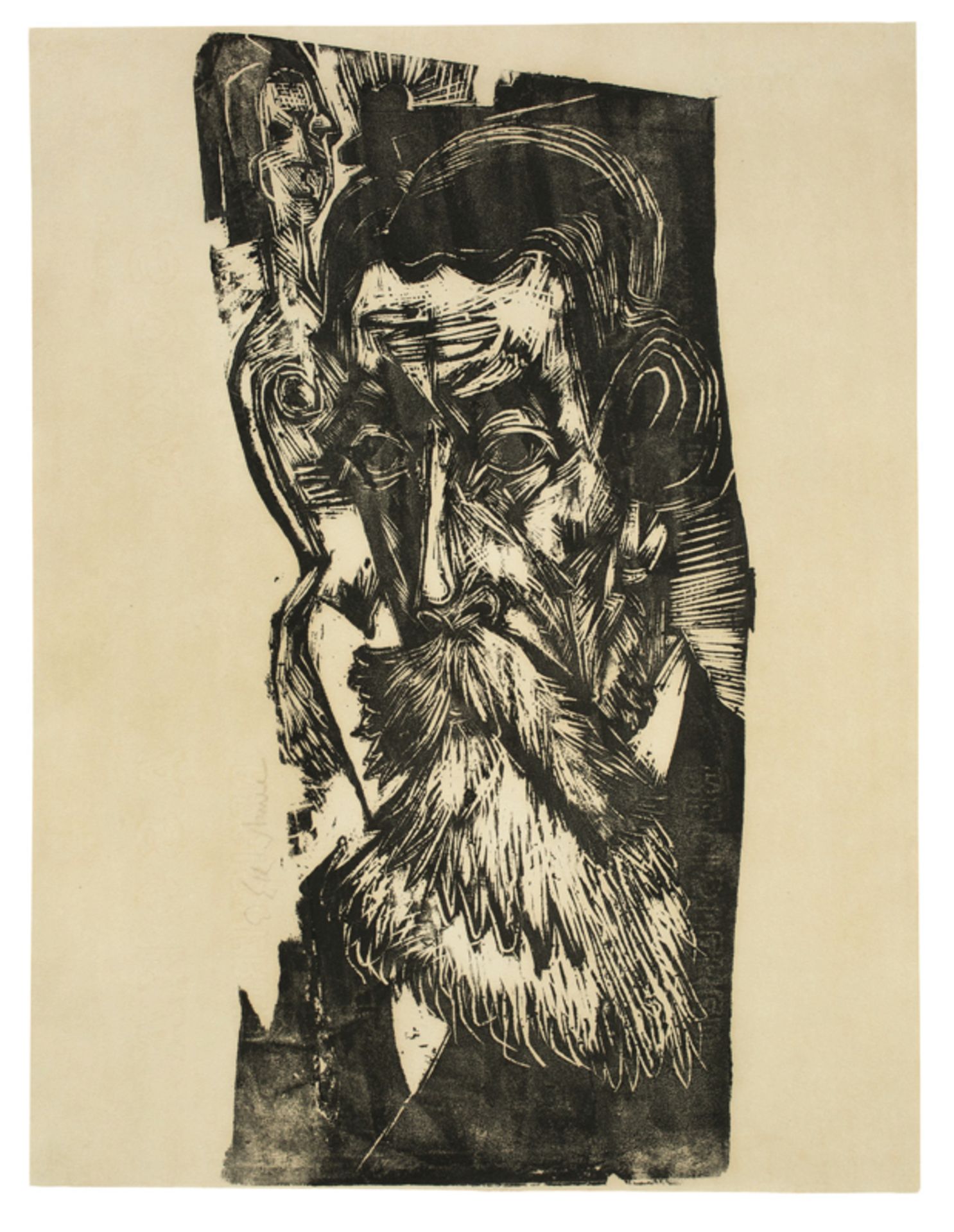 Ernst Ludwig Kirchner (Aschaffenburg 1880 – 1938 Davos)„KOPF LUDWIG SCHAMES“. 1918Holzschnitt auf