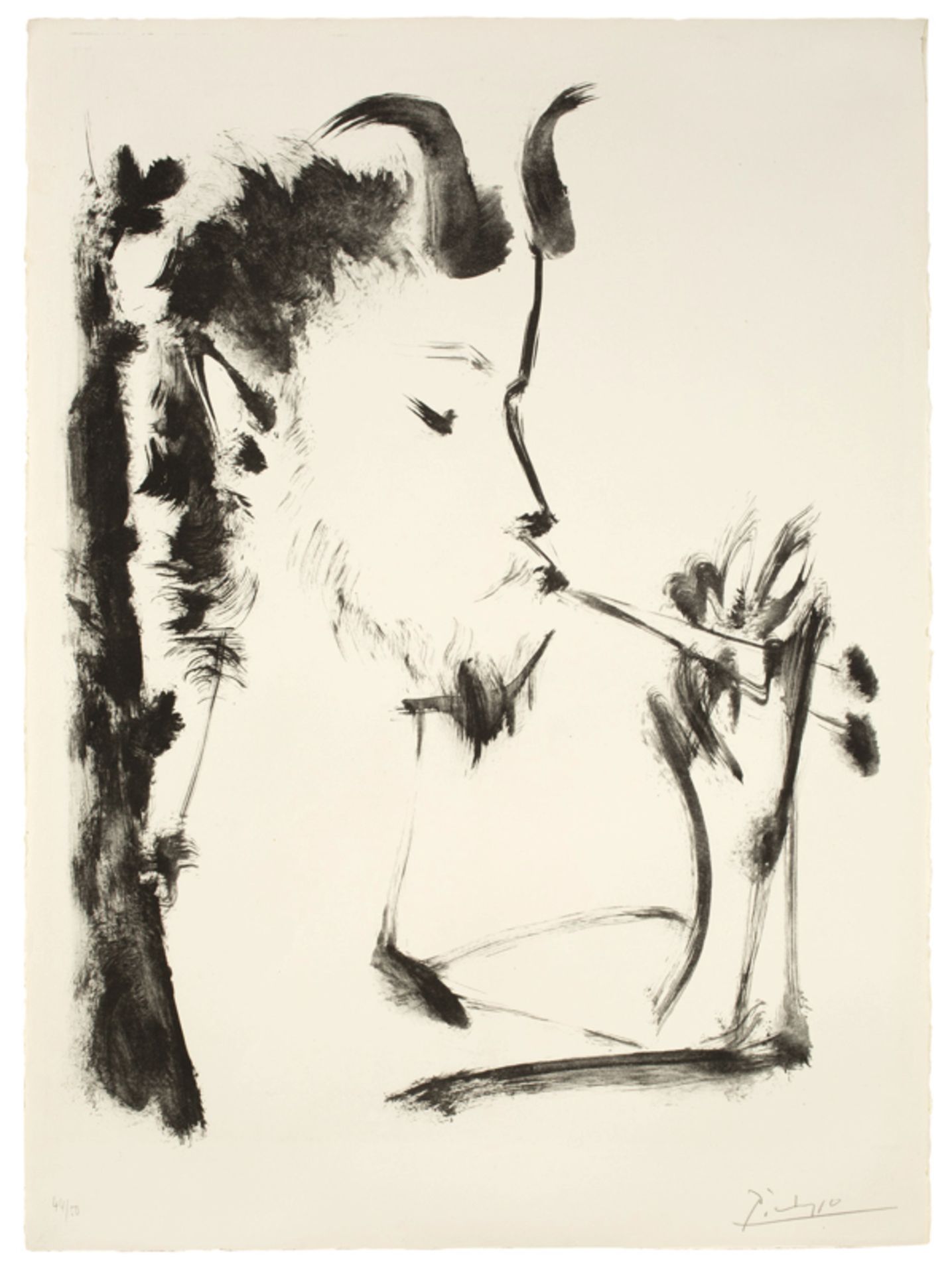 Pablo Picasso (Málaga 1881 – 1973 Mougins)„PAN“. 1948Lithographie auf Arches-Velin.  65,5 x 51 cm (