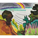 Karl Schmidt-Rottluff (Rottluff 1884 – 1976 Berlin)„REGENBOGEN ÜBER DER BUCHT“. 1956Oil on panel.