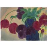 Emil Nolde (Nolde 1867 – 1956 Seebüll)„TULPEN (ROT UND VIOLETT) IN EINER BLAUEN VASE“. Circa