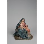 Neapel ()MADONNA MIT KIND UND JOHANNESKNABE. 18. JahrhundertTerrakotta, farbig gefaßt.  36,5 cm ( 14