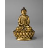 Chinesisch, Qing-Dynastie (1644 – 1911)BUDDHA AMITABHA AUF DEM LOTOS-THRON. 1. Hälfte 18.