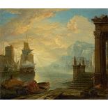 Hendrik van Minderhout (1632 Rotterdam – 1696 Antwerpen)Südlicher Seehafen mit Segelschiffen. Um