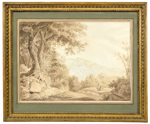 Wilhelm Friedrich Gmelin (1760 Badenweiler – 1820 Rom)Blick auf den Lago Albano und den Palazzo