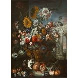 Franz Werner von Tamm (1658 Hamburg – 1724 Wien)Stilleben mit Kaninchen, Blumen und Früchten vor