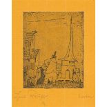 Lyonel Feininger (1871 New York – 1956 New York)„Masken“. 1912Radierung auf gelbem Bütten.  13,8 ×