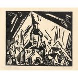 Lyonel Feininger (1871 New York – 1956 New York)„Rathaus von Zottelstedt, 2“. 1918Holzschnitt auf
