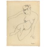 Raoul Hausmann (1886 Wien – 1971 Limoges)Sitzender weiblicher Akt. 1915Graphit auf Bütten.  67 ×