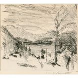 Lovis Corinth (1858 Tapiau/Ostpreußen – 1925 Zandvoort)„Walchensee im Nebel“. 1920Lithographie auf