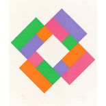 Max Bill (1908 Winterthur – 1994 Berlin)„Dreier Rhythmus in 4 Farben“. 1985Farbserigraphie auf