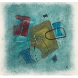 Rolf Cavael (1898 Königsberg – 1979 München)„Schwere Flächen in Blau“. 1950Öl auf Papier, auf Karton
