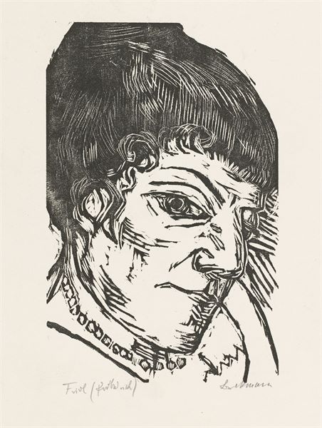 Max Beckmann (1884 Leipzig – 1950 New York)„Bildnis Fridel Battenberg“. 1923Holzschnitt auf