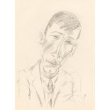 Jeanne Mammen (1890 Berlin – 1976 Berlin)„Brustbild eines Mannes mit schmalem Gesicht von vorn“.