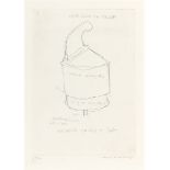 Marcel Duchamp (1887 Blainville – 1968 Paris)„Pulled at four pins“. 1964Kaltnadel auf Velin.  31,8 ×