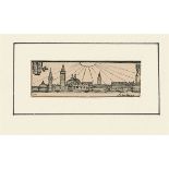 Alfred Kubin (1877 Leitmeritz – 1959 Zwickledt)Stadtansicht. 1911Tuschfeder auf Papier.  2,9 × 8,4