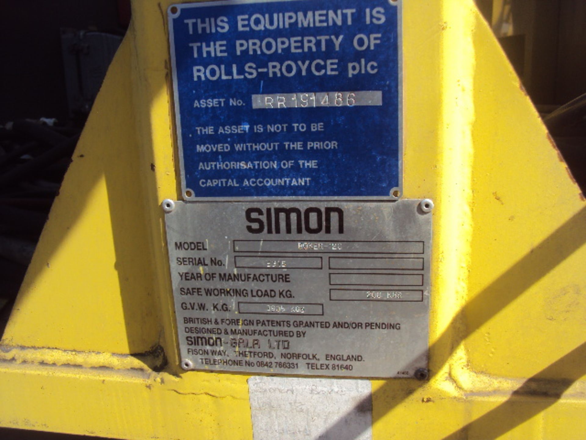 SIMON BOXER 120 battery driven articulated boom lift (RDL) (This item is located at Risley Lane, - Image 3 of 3