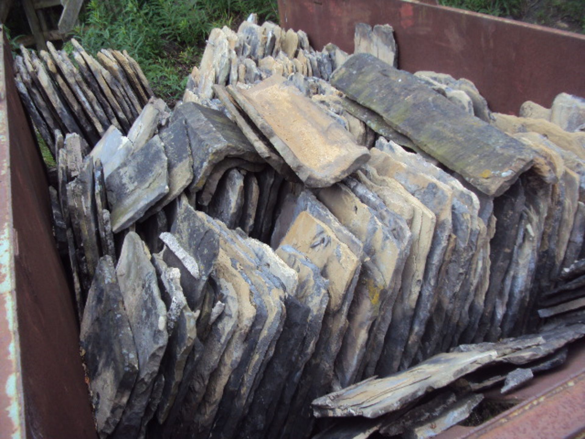 Open back 8 Cu yard chain skip with approx 7 tons Yorkshire Flag stones (C) - Image 2 of 3