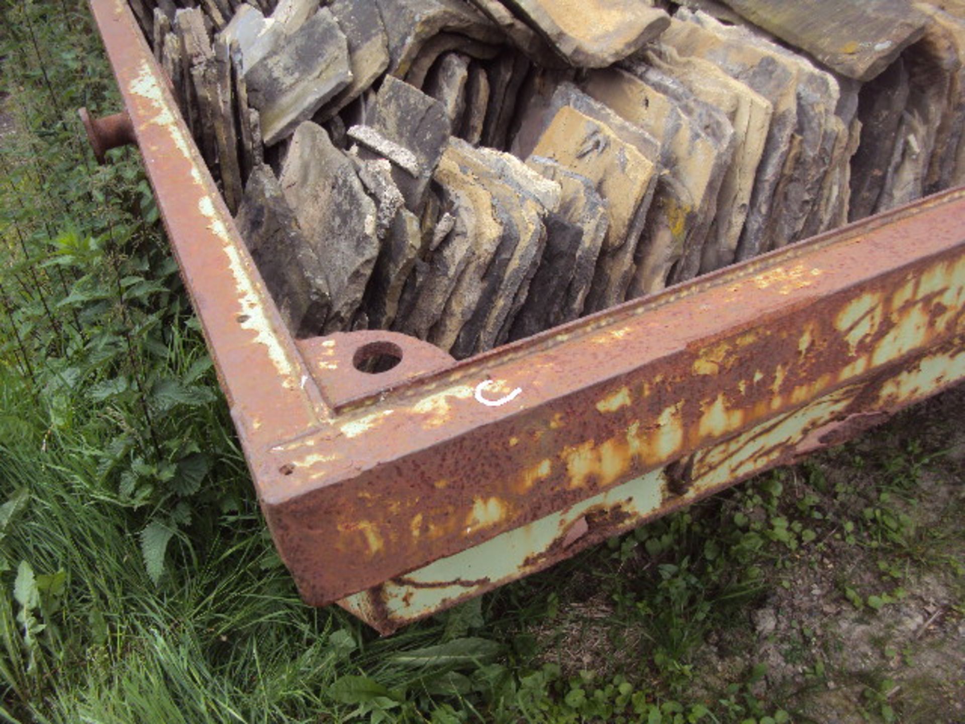 Open back 8 Cu yard chain skip with approx 7 tons Yorkshire Flag stones (C) - Image 3 of 3