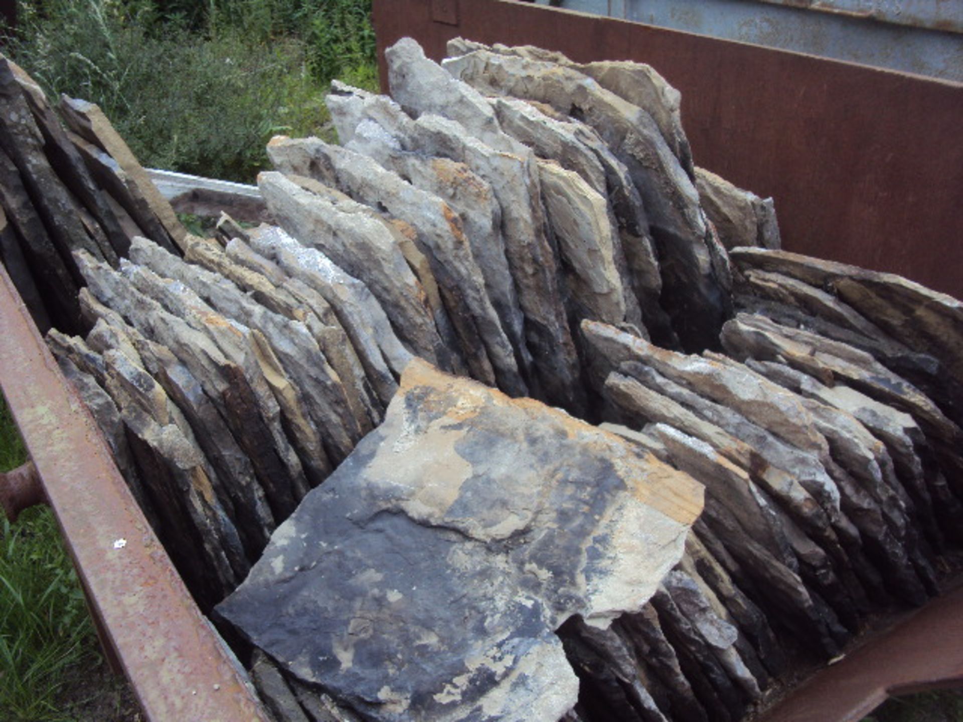 Open back 8 Cu yard chain skip with approx 7 tons Yorkshire Flag stones (A) - Image 2 of 3