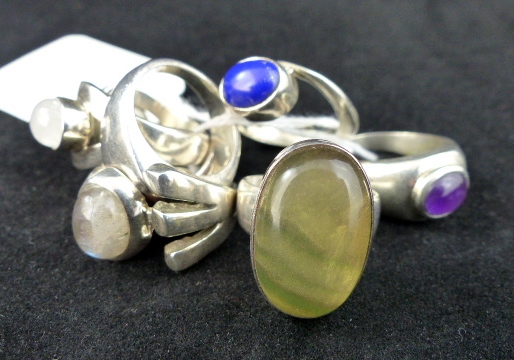 Six heavy stone set sterling silver ring