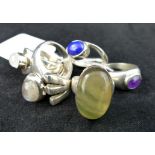 Six heavy stone set sterling silver ring