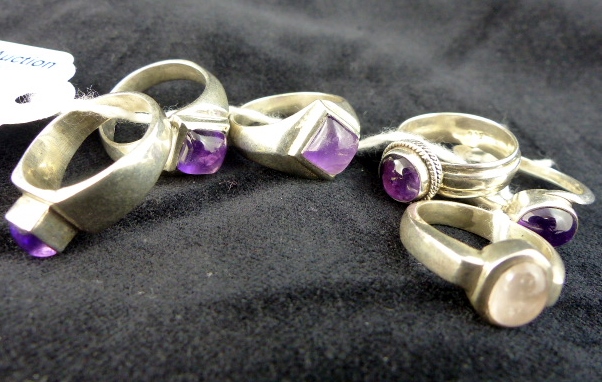 Six sterling silver stone set rings. 35g - Image 3 of 3