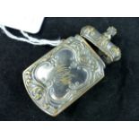 Silver plated brass vesta case with crow