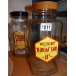 Two original sweet shop jars Victory thr