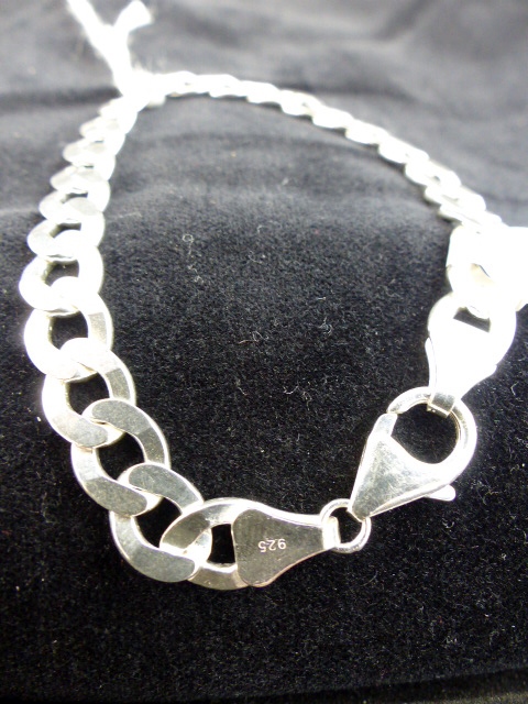 Sterling silver gents solid curb bracele - Image 2 of 3