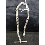 Hallmarked silver albert chain with Tbar