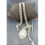 Hallmarked silver Albert chain with each