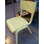 Green painted childs vintage school chair